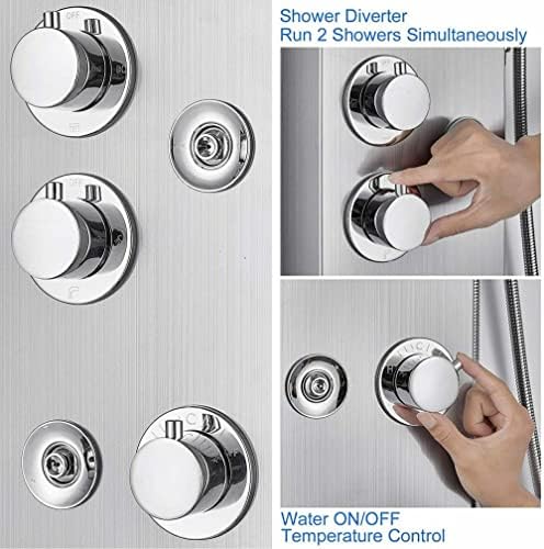 Gougeltd Stainless Steel Shower Panel Tower System with LED Water Temperature Display