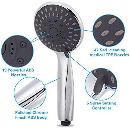 BRIOUT 5-Setting Handheld Shower Head with High Pressure and Adjustable Mount 1