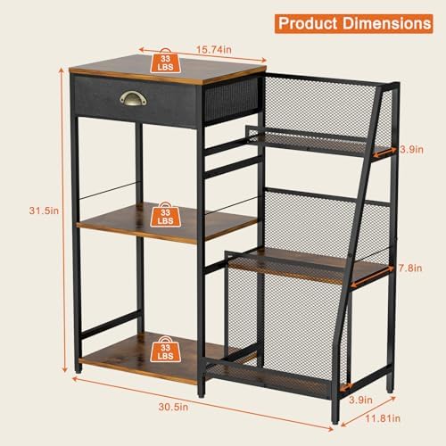 Jakyitvi 3-Tier Freestanding Wine Cabinet with Drawer