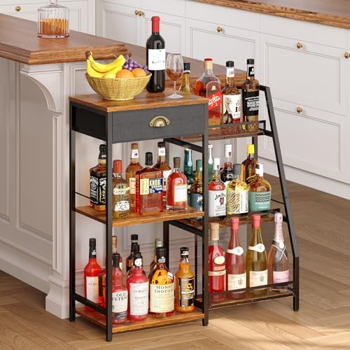 Jakyitvi 3-Tier Freestanding Wine Cabinet with Drawer