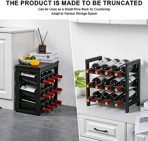 VASMIA 6-Tier Freestanding Bamboo Wine Rack Black