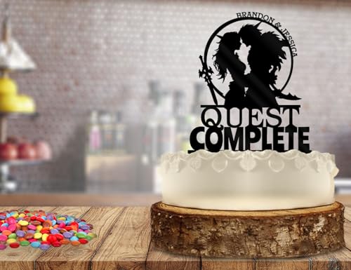 Gamer Wedding Cake Topper DD Level Complete Unique Nerd Decor