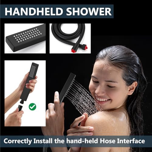 Aolemi Matte Black 8 Inch Wall Mount Shower Head Set