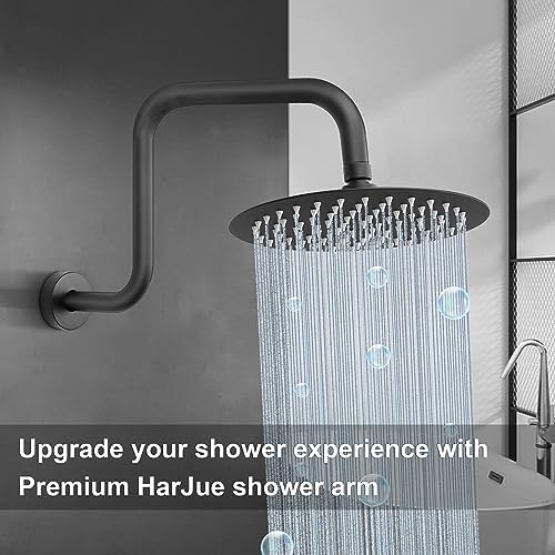 HarJue S Shaped Shower Arm 13 Inch Z-S Shape Matte Black