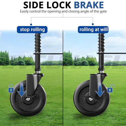 5 Inch Spring Loaded Gate Caster with Side Brake 220 Lbs Capacity Black