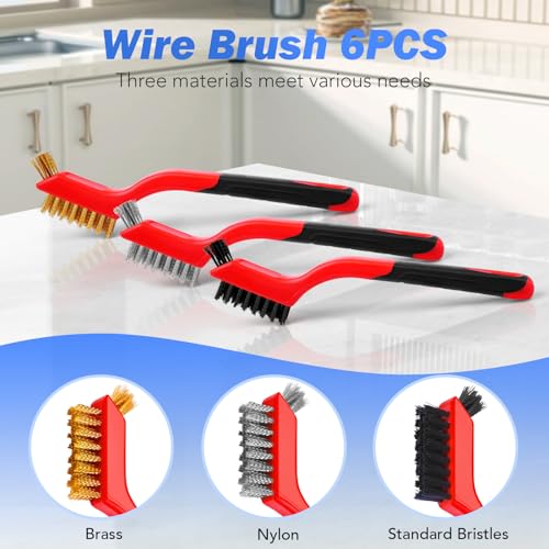 TOSEERY 6 Pcs Wire Brush Set for Cleaning and Rust Removal
