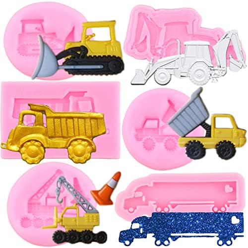 MIYAHOUSE Construction Vehicle Fondant Molds Set Of 6