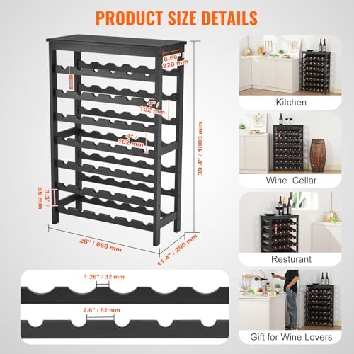 VEVOR 42-Bottle Bamboo Wine Rack 7-Tier Freestanding 1