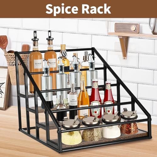 Coffee Syrup Organizer Rack with 4 Tiers for Kitchen and Bar