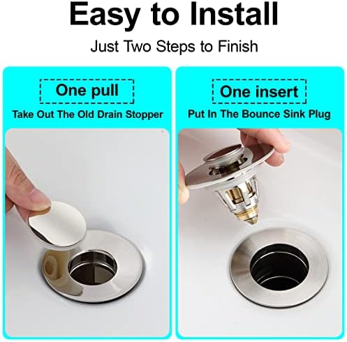 Universal Sink Stopper - Brushed Nickel Drain Plug with Anti-Clogging Strainer