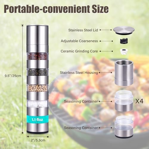 ChimimeDecor 5 in 1 Salt Pepper Grinders Set