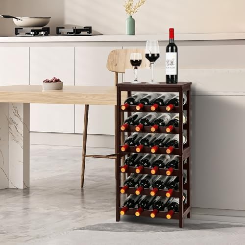 VASMIA 6-Tier Bamboo Wine Rack for 24 Bottles