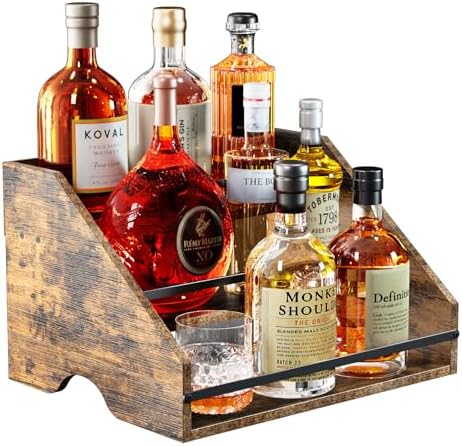 Nuovoware Wooden Liquor Wine Rack with 3 Steps