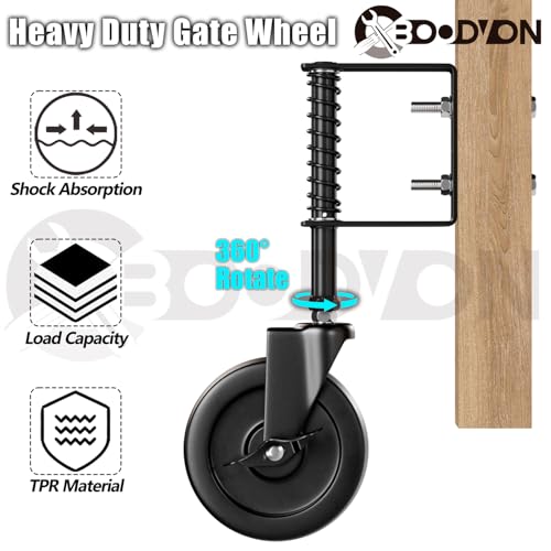 BOODVON 5 Inch Gate Caster with Side Brake and Spring Load