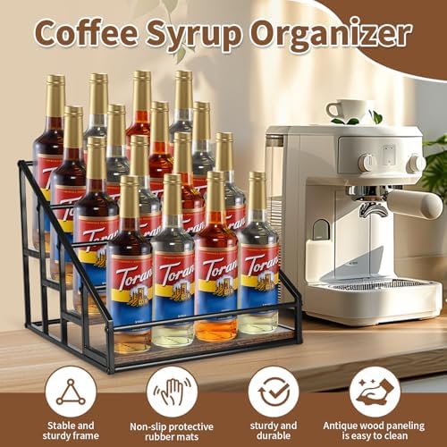Coffee Syrup Organizer Rack with 4 Tiers for Kitchen and Bar