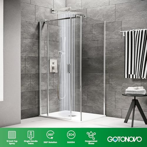 gotonovo Rain Shower Head and Handle Set with Pressure Balancing Valve