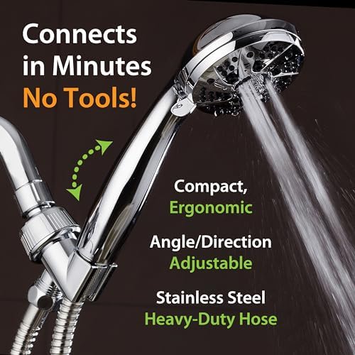 AquaDance High Pressure Handheld Shower with 6 Settings and 5ft Hose