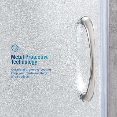 Rounded Frosted Glass Corner Shower Kit with Satin Nickel Hardware