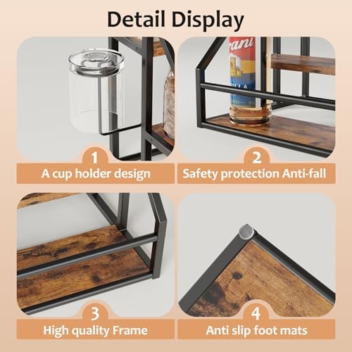 Vantimo Coffee Syrup Rack Organizer 3 Tier Rustic Brown 1