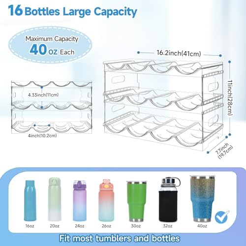 3 Pack Stackable Water Bottle Organizer for Kitchen Cabinet