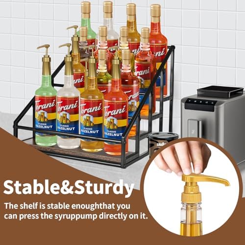 Coffee Syrup Organizer Rack with 4 Tiers for Kitchen and Bar
