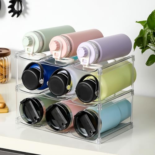 Stackable 3-Tier Water Bottle Holder for Stanley YETI - Clear Racks