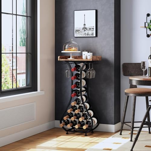 X-cosrack Freestanding Wine Rack with 14 Bottle Capacity and Glass Holder