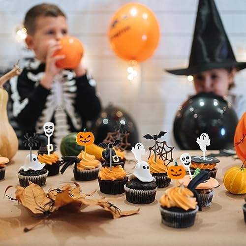 FUSHENMU 100pcs Halloween Cupcake Picks Decorations