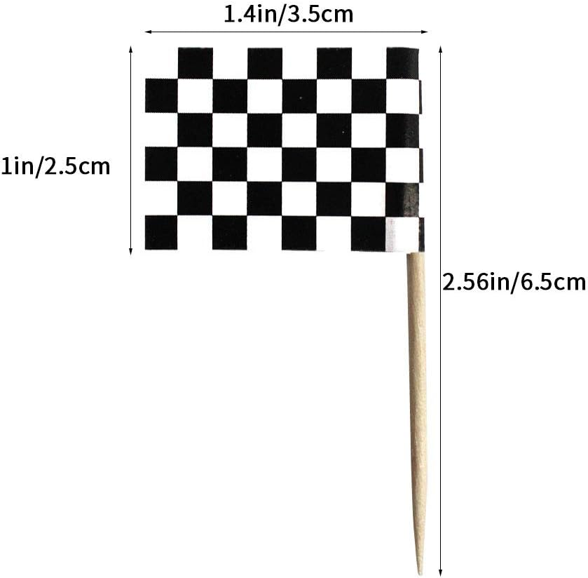Wobe Flag Toothpick - 100 Pieces Racing Themed Cake Toppers