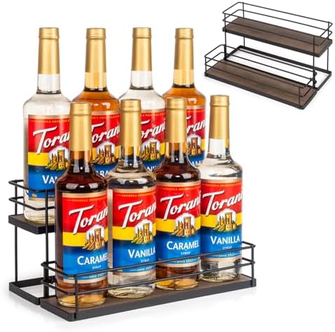 Kimilus 8 Bottle Coffee Syrup Organizer 2 Tier Stand