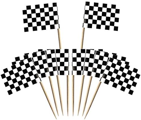 Wobe Flag Toothpick - 100 Pieces Racing Themed Cake Toppers