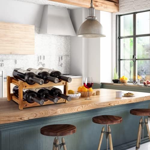 Niep 6 Bottle 2-Tier Wood Wine Rack