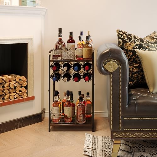 Bosimeca 3-Tier Wine Bar Table with 8-Bottle Rack