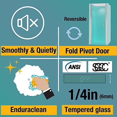 ExBrite Pivot Frameless Shower Door 36-375x72in Brushed Nickel