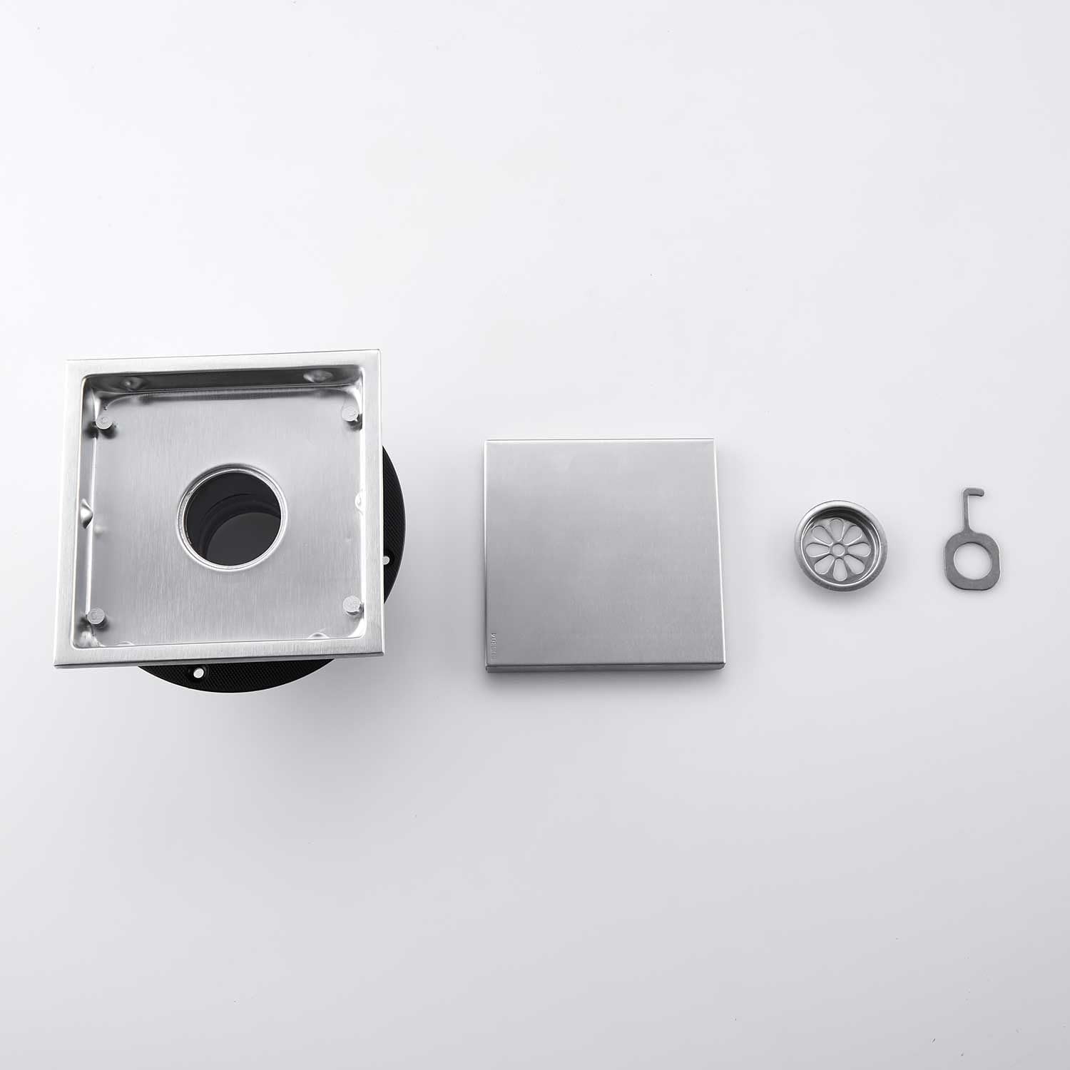 Heemab 6 Inch Square Shower Floor Drain