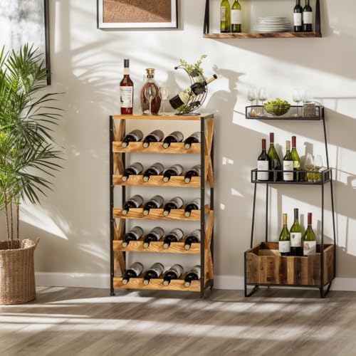 LUMAMU 20 Bottle Freestanding Wood Wine Rack