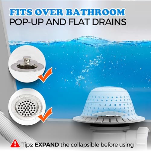 Zaa 2 Pack Silicone Collapsible Drain Hair Catcher 1