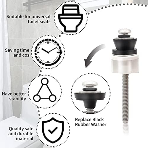 4PCS Universal Toilet Seat Hinge Bolts Kit with Stainless Steel and Rubber Washers
