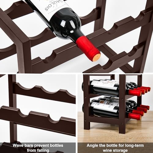 VASMIA 6-Tier Bamboo Wine Rack for 24 Bottles