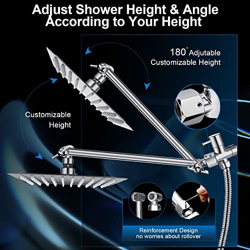 PinWin Shower Head Combo with 5 Settings and 11 Inch Arm 1