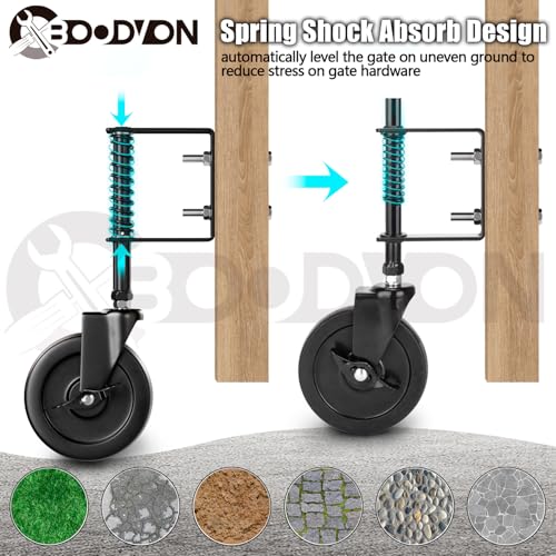 BOODVON 5 Inch Gate Caster with Side Brake and Spring Load