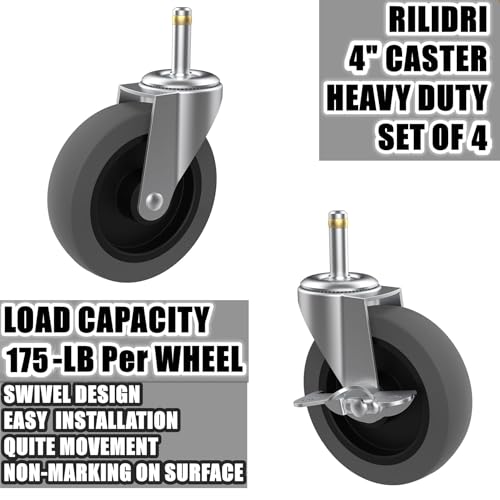 4-Inch Swivel Stem Casters for Rubbermaid Mop Bucket