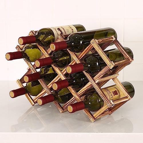 Foldable Wooden Wine Rack with 5 Bottles Storage
