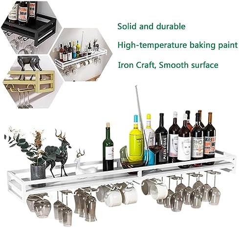 SDdPulse Wall-Mount Wine Rack with Glass Hangers - 60cm Durable and Space-Saving