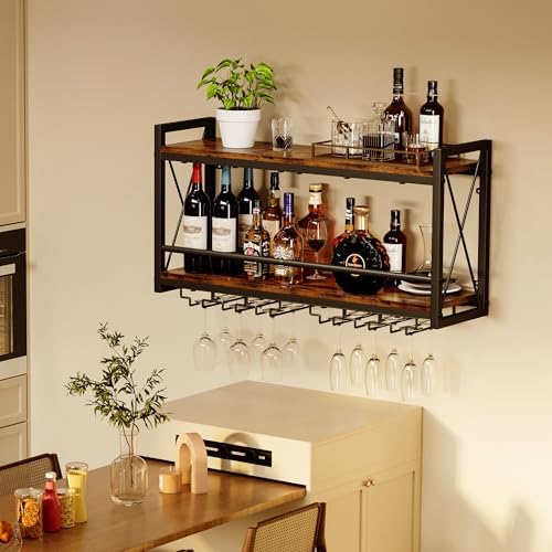 Homeiju Wall Mounted Wine Rack Glass Holder