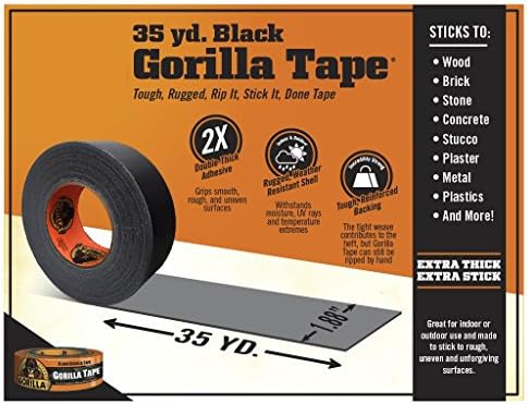 Gorilla Black Duct Tape 188 x 35 yd Pack of 3 1