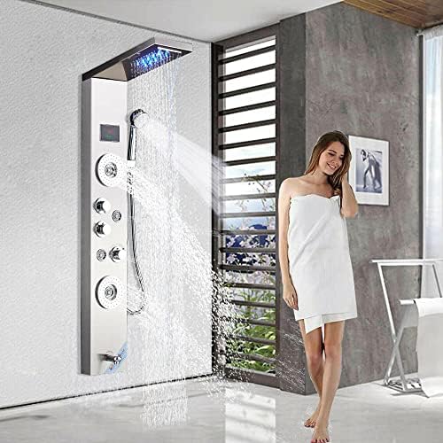 Gougeltd Stainless Steel Shower Panel Tower System with LED Water Temperature Display