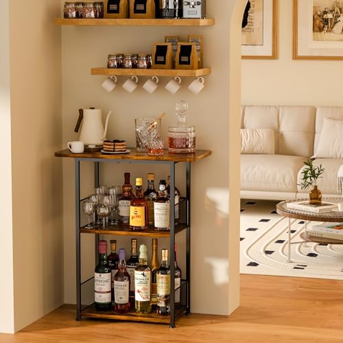 Eyteenokk 3 Tier Freestanding Whiskey Rack with T-Shape Countertop