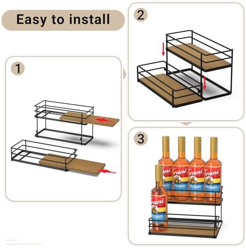 THYGIFTREE 2-Tier Syrup Holder Stand 8 Bottle Storage Rack
