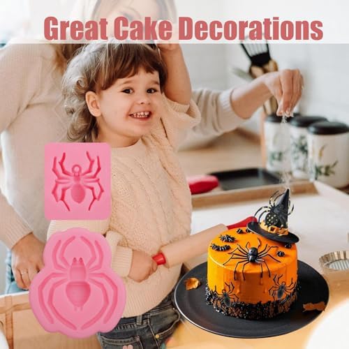 Spider Fondant Mold 2 Pcs - Halloween Cake Decorating Silicone Molds